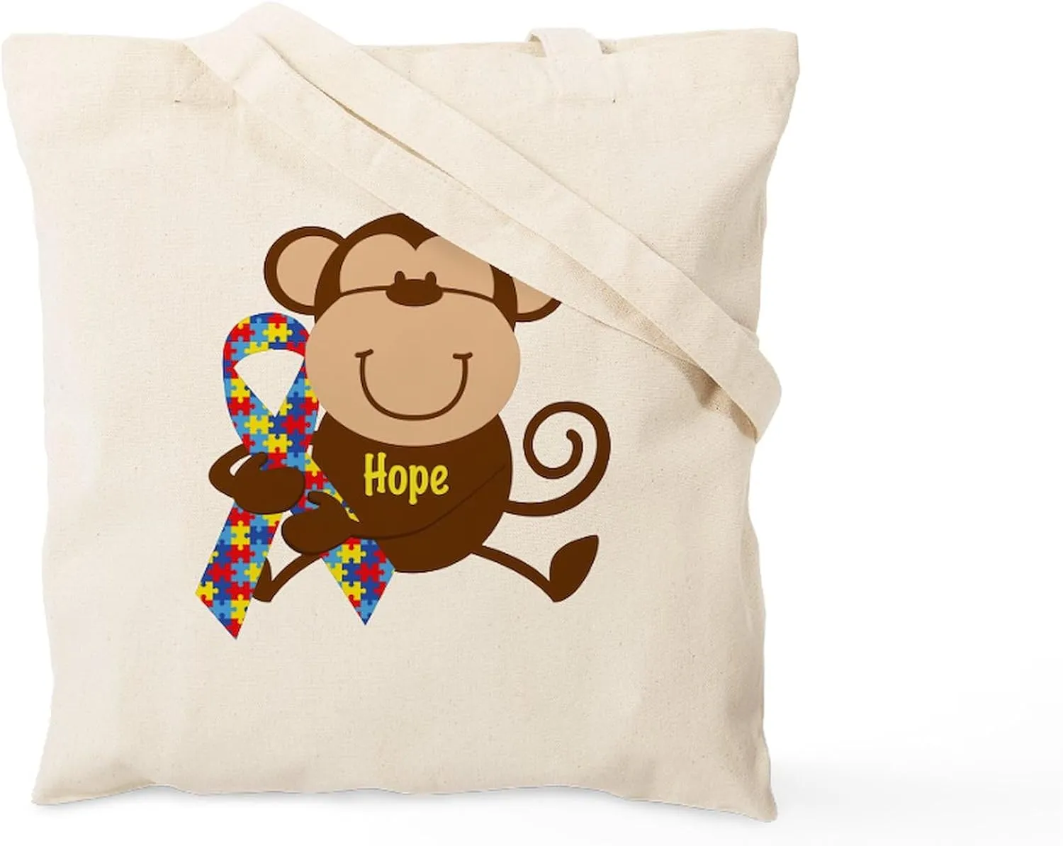 CafePress Monkey Autism Hope Tote Bag Natural Canvas Tote Bag, Reusable Shopping Bag