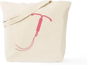 CafePress Pink IUD Graphic Tote Bag Natural Canvas Tote Bag, Reusable Shopping Bag