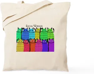 CafePress Social Worker Cats Horizi Blanket Tote Bag Natural Canvas Tote Bag, Reusable Shopping Bag