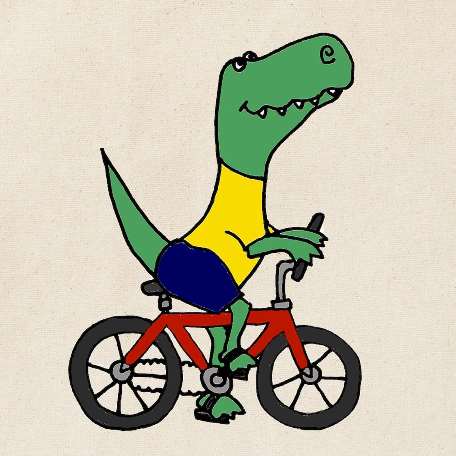 CafePress T Rex Dinosaur Riding Bicycle Cartoon Tote Bag Natural Canvas Tote Bag, Reusable Shopping Bag