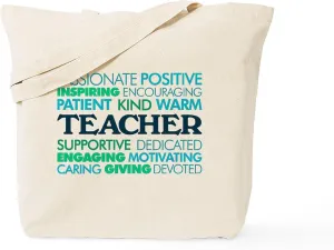 CafePress Teacher Word Cloud Tote Bag Natural Canvas Tote Bag, Reusable Shopping Bag