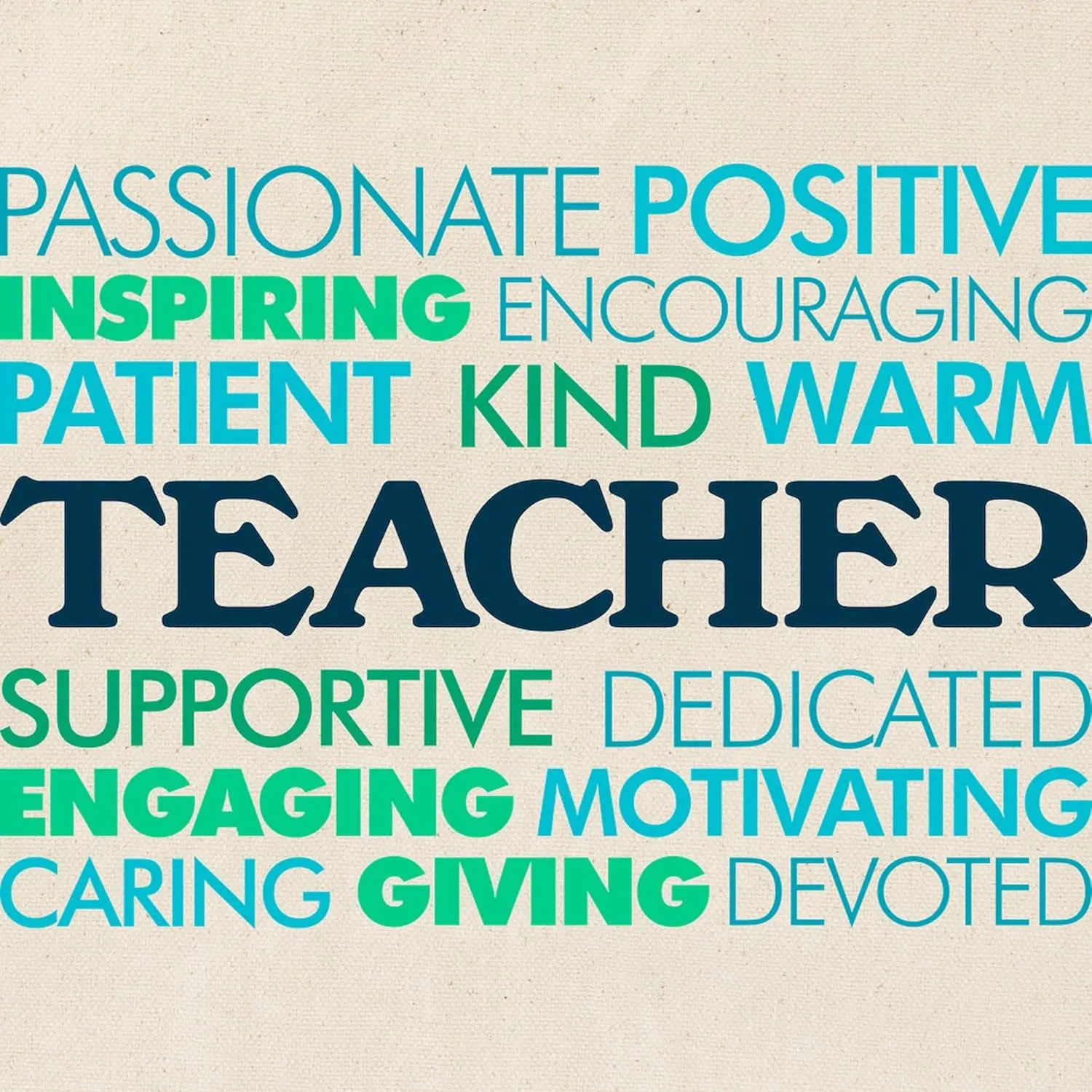 CafePress Teacher Word Cloud Tote Bag Natural Canvas Tote Bag, Reusable Shopping Bag