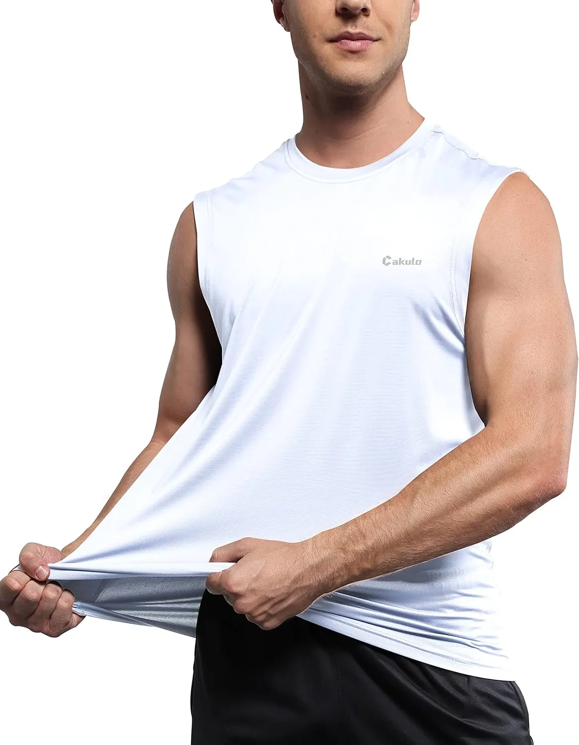Cakulo Men's Workout Swim Sleeveless Shirts Quick Dry Beach Pool Tech Running Athletic Exercise Muscle Tank Top Big and Tall