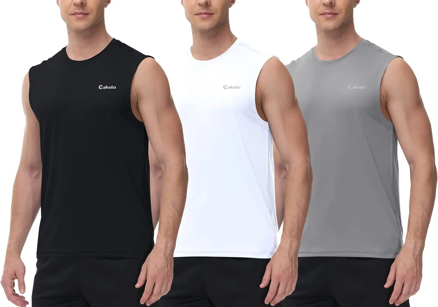 Cakulo Men's Workout Swim Sleeveless Shirts Quick Dry Beach Pool Tech Running Athletic Exercise Muscle Tank Top Big and Tall