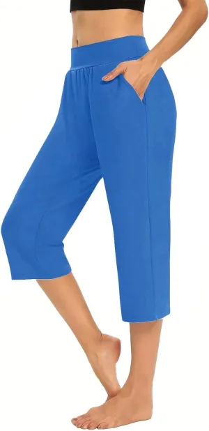 Capris Pants for Women Summer Casual Workout Capri Yoga Pants Straight Leg Exercise 2025 Yoga Pants with Pockets