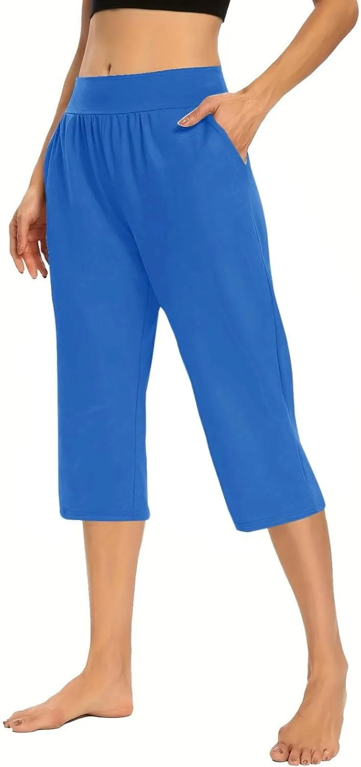 Capris Pants for Women Summer Casual Workout Capri Yoga Pants Straight Leg Exercise 2025 Yoga Pants with Pockets