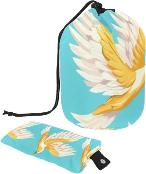 Cartoon White Doves Travel Cosmetic Bags Makeup Bag for Women, Foldable Drawstring Travel Cosmetic Bags, Portable Toiletry Bucket Bag