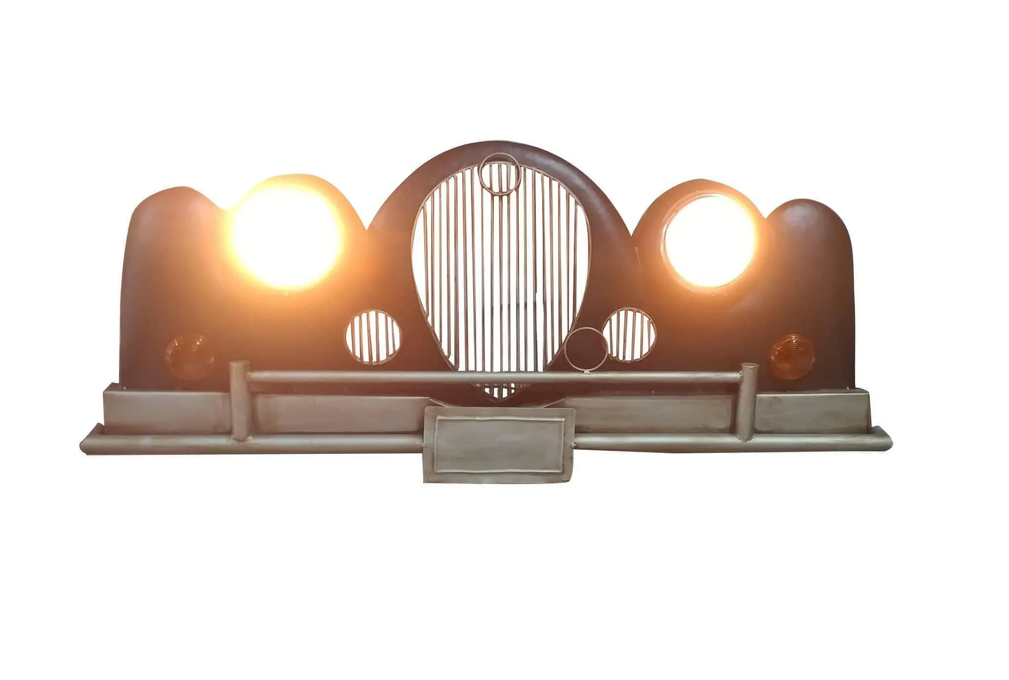 Classic Car 3D Metal Wall Art - Working Headlights - RR Retro - 65" x 27"