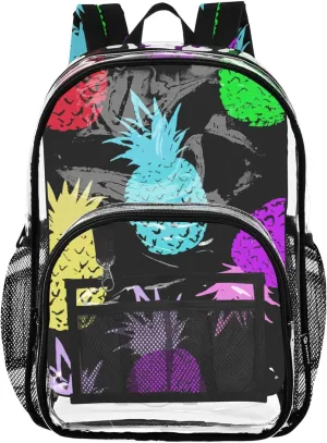 Clear Backpack for Women Girls Backpack for Kids Plastic School Clear Bookbag Pineapple Black Colors