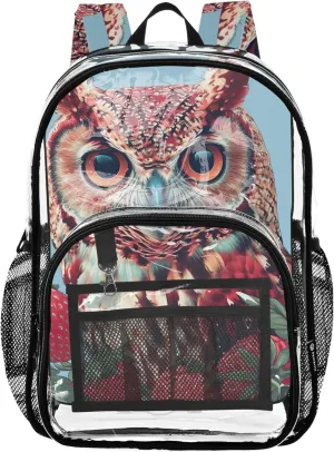 Clear Backpack Women Cute Kids Backpack Boys Girls Plastic See through Bookbag Strawberry Owl Cute