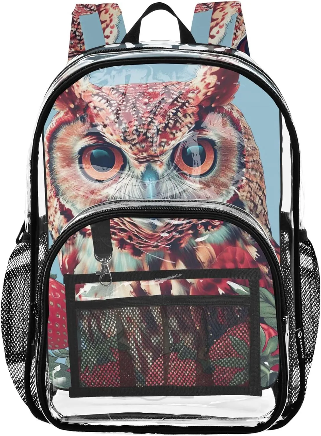 Clear Backpack Women Cute Kids Backpack Boys Girls Plastic See through Bookbag Strawberry Owl Cute