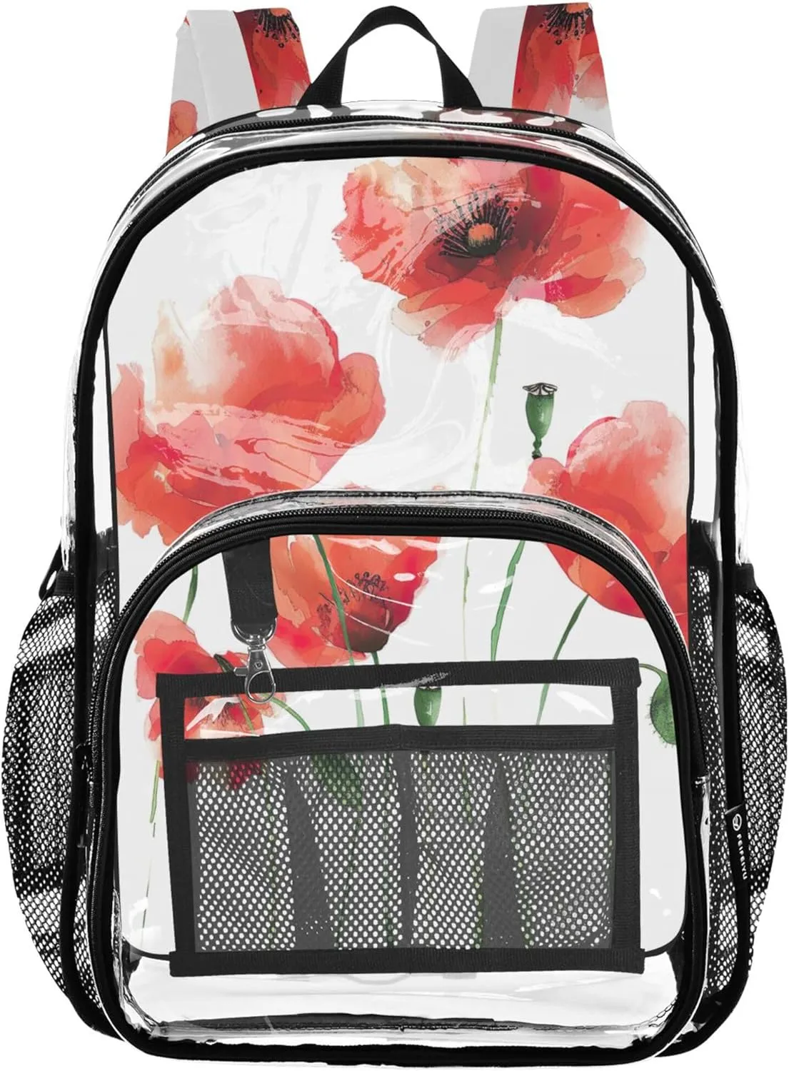 Clear Backpack Women Cute Kids Backpack for Girls Plastic School Clear Bookbag Flowers Watercolor