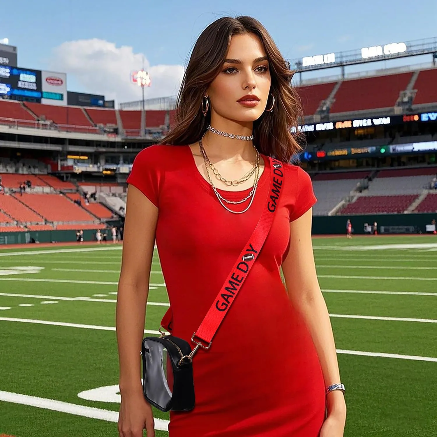 Clear Bag for Stadium Events, Game Day Clear Crossbody Purse, Stadium Approved Clear Bag for Concerts Sports Events Festivals