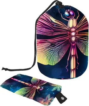 Colorful Dragonfly Print Travel Cosmetic Bags Makeup Bag for Women, Foldable Drawstring Travel Cosmetic Bags, Portable Toiletry Bucket Bag