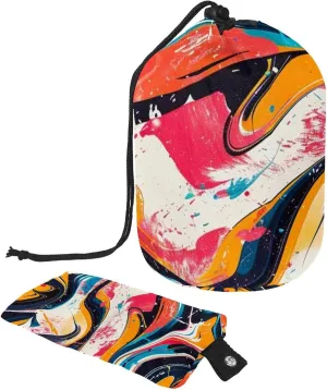 Colorful Graffiti Print Travel Cosmetic Bags Makeup Bag for Women, Foldable Drawstring Travel Cosmetic Bags, Portable Toiletry Bucket Bag