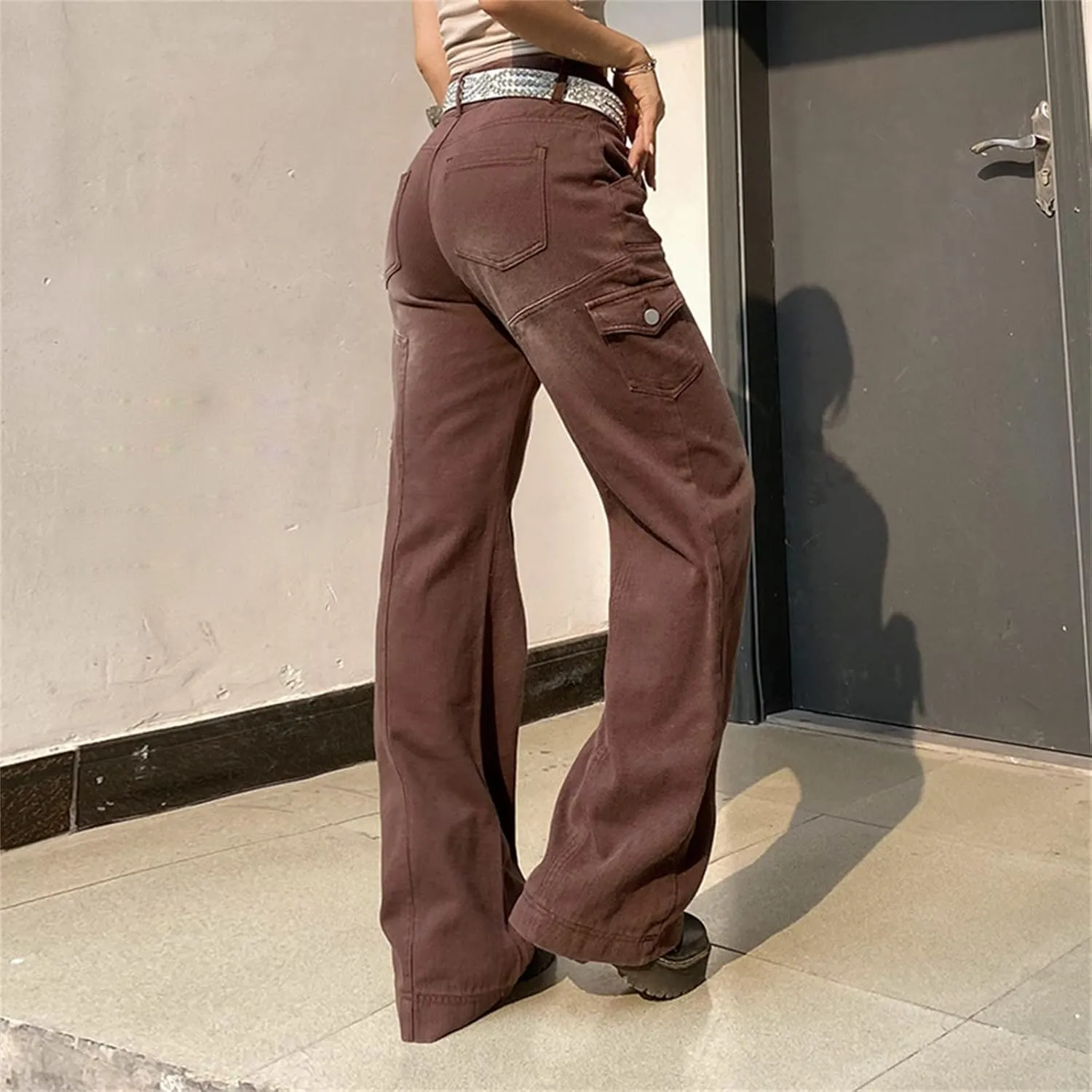 Comfy Trousers for Women Matching Trouse Long Ripped Women Casual Color Pants High-waisted Harem Spliced Pants