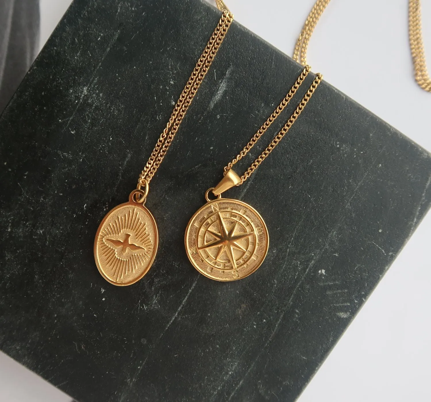 Compass Pendant Necklace | Gold