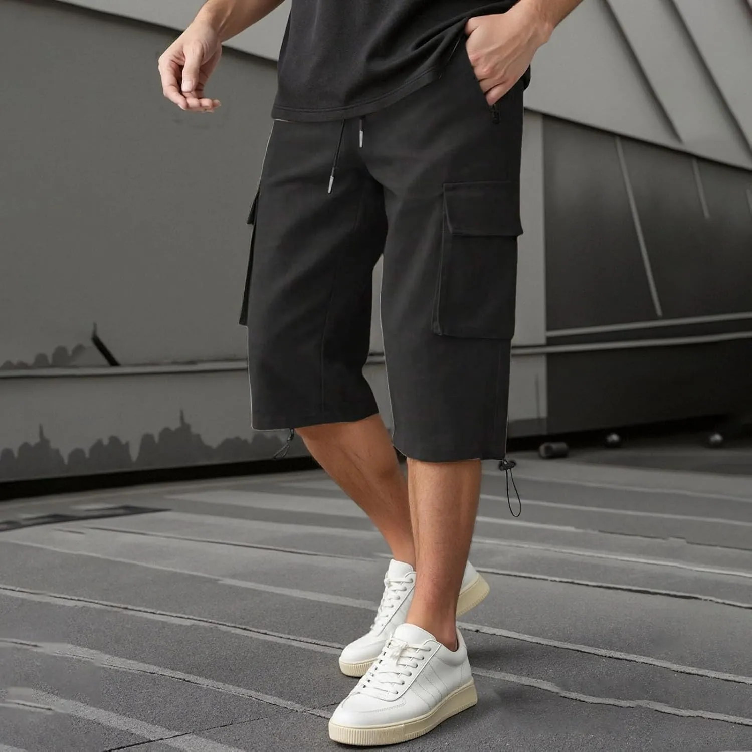 Compression Trousers Men Pajama Baggy Tactical Elastic Waist Riding Thermal Athletic Football with Pockets Cargo