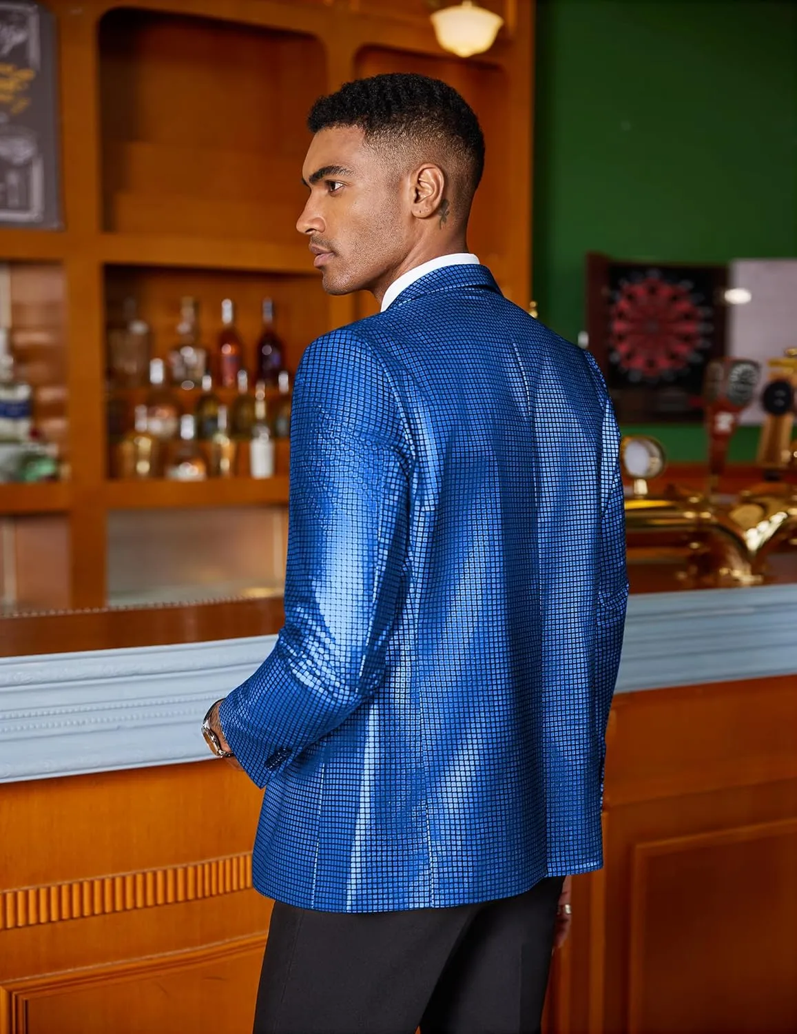 COOFANDY Mens Metallic Jacket Regular Fit Blazer Casual 70s Disco Party Sport Coat