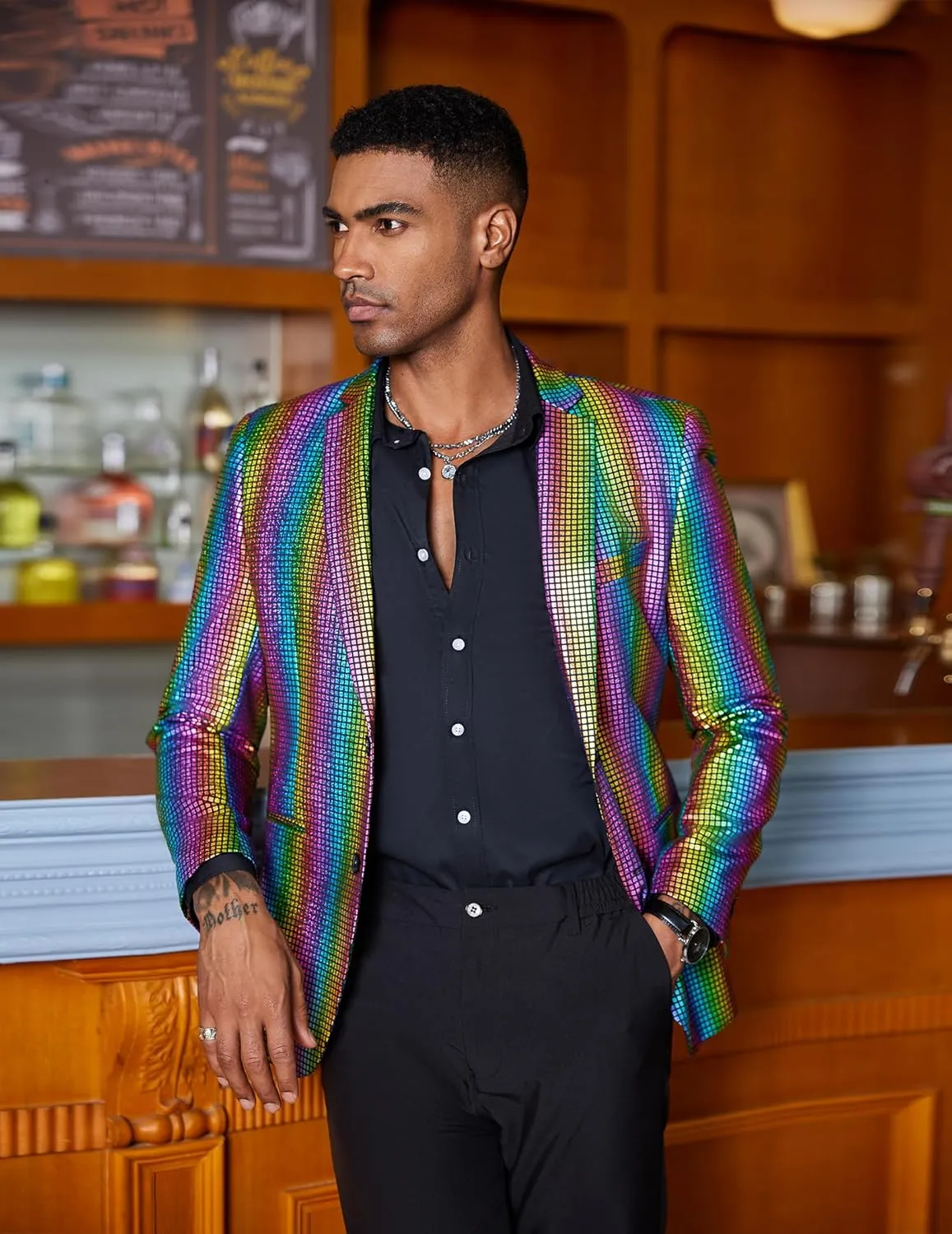 COOFANDY Mens Metallic Jacket Regular Fit Blazer Casual 70s Disco Party Sport Coat