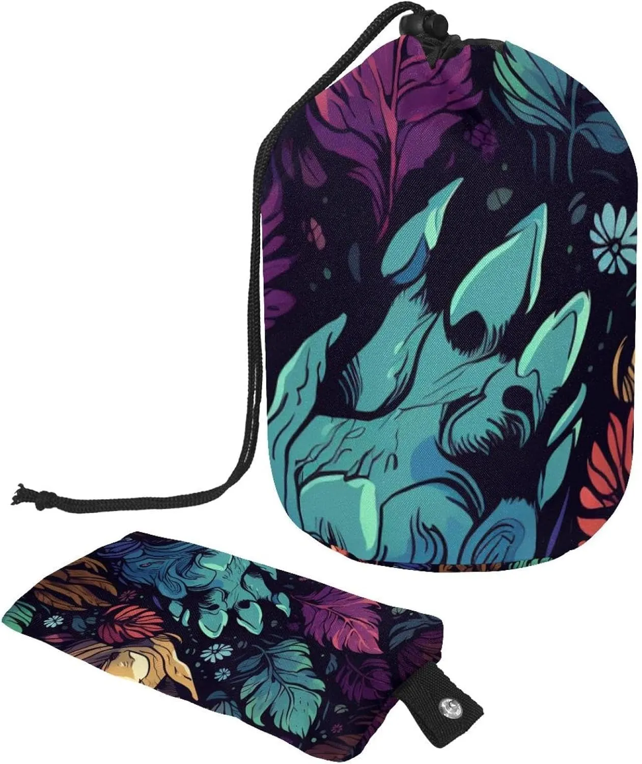 Cool Abstract Cartoom Paw Travel Cosmetic Bags Makeup Bag for Women, Foldable Drawstring Travel Cosmetic Bags, Portable Toiletry Bucket Bag