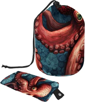 Cool Sea Monster Octopus Travel Cosmetic Bags Makeup Bag for Women, Foldable Drawstring Travel Cosmetic Bags, Portable Toiletry Bucket Bag