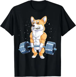 Corgi Weightlifting Funny Deadlift Men Fitness Gym Workout T-Shirt