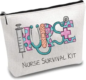 CREATCABIN Nurse Survival Kit Bag Nursing Makeup Bags Cosmetic Bag Multi Purpose with Metal Zipper Pouch Toiletry Travel Bag Purse for Women Birthday Gifts Accessories 10 x 7Inch