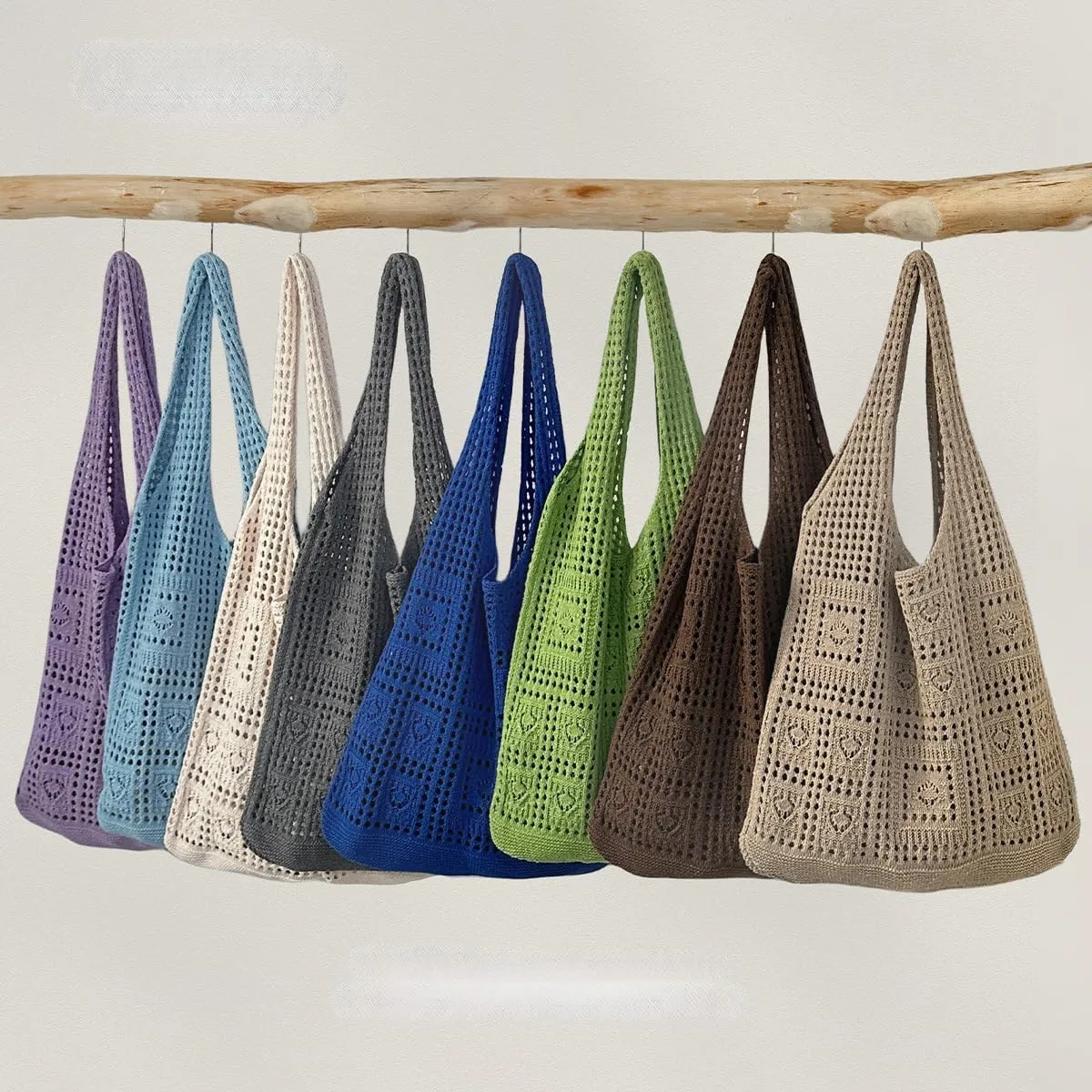Crochet Tote Beach Handbag Aesthetic Knitted Shoulder Bag Crochet Beach Crossbody Bags Cute Tote Bags