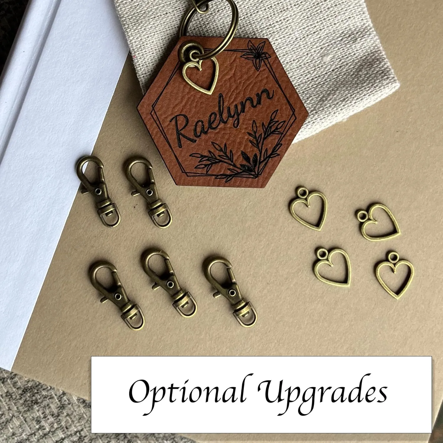 Custom Engraved Leatherette Backpack Tag | Diaper Bag Tag | Luggage Name Tag| ID Keychain | Personalized Leatherette | Made In USA (Wildflower)