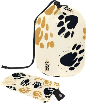 Cute Graffiti Paw Print Travel Cosmetic Bags Makeup Bag for Women, Foldable Drawstring Travel Cosmetic Bags, Portable Toiletry Bucket Bag
