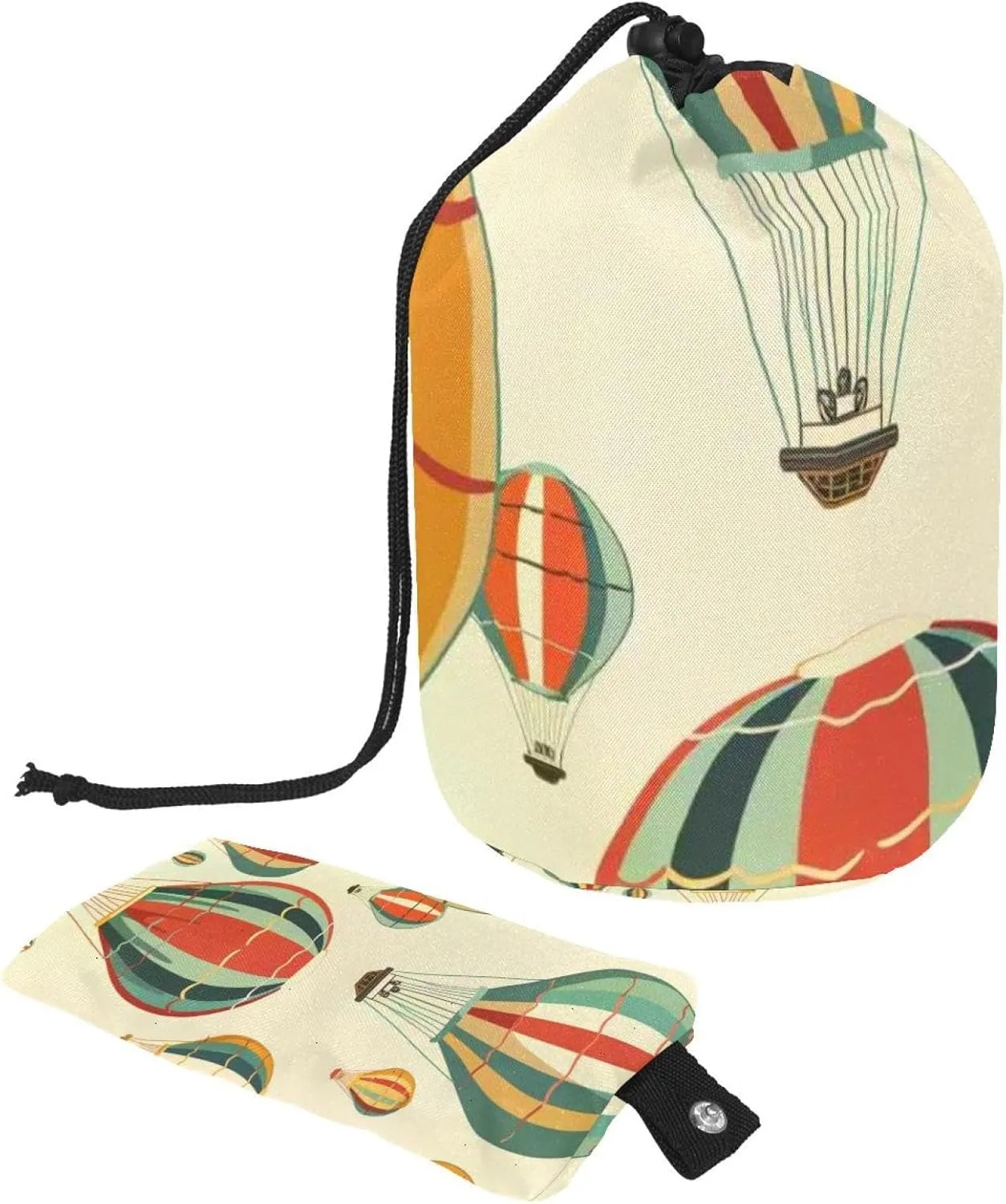 Cute Hot Air Balloons 49 Travel Cosmetic Bags Makeup Bag for Women, Foldable Drawstring Travel Cosmetic Bags, Portable Toiletry Bucket Bag