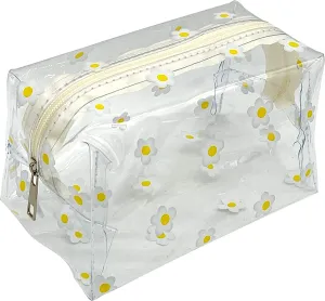 Cute Makeup Bag - Transparent, Waterproof, Large Capacity Toiletries Storage - Daisy