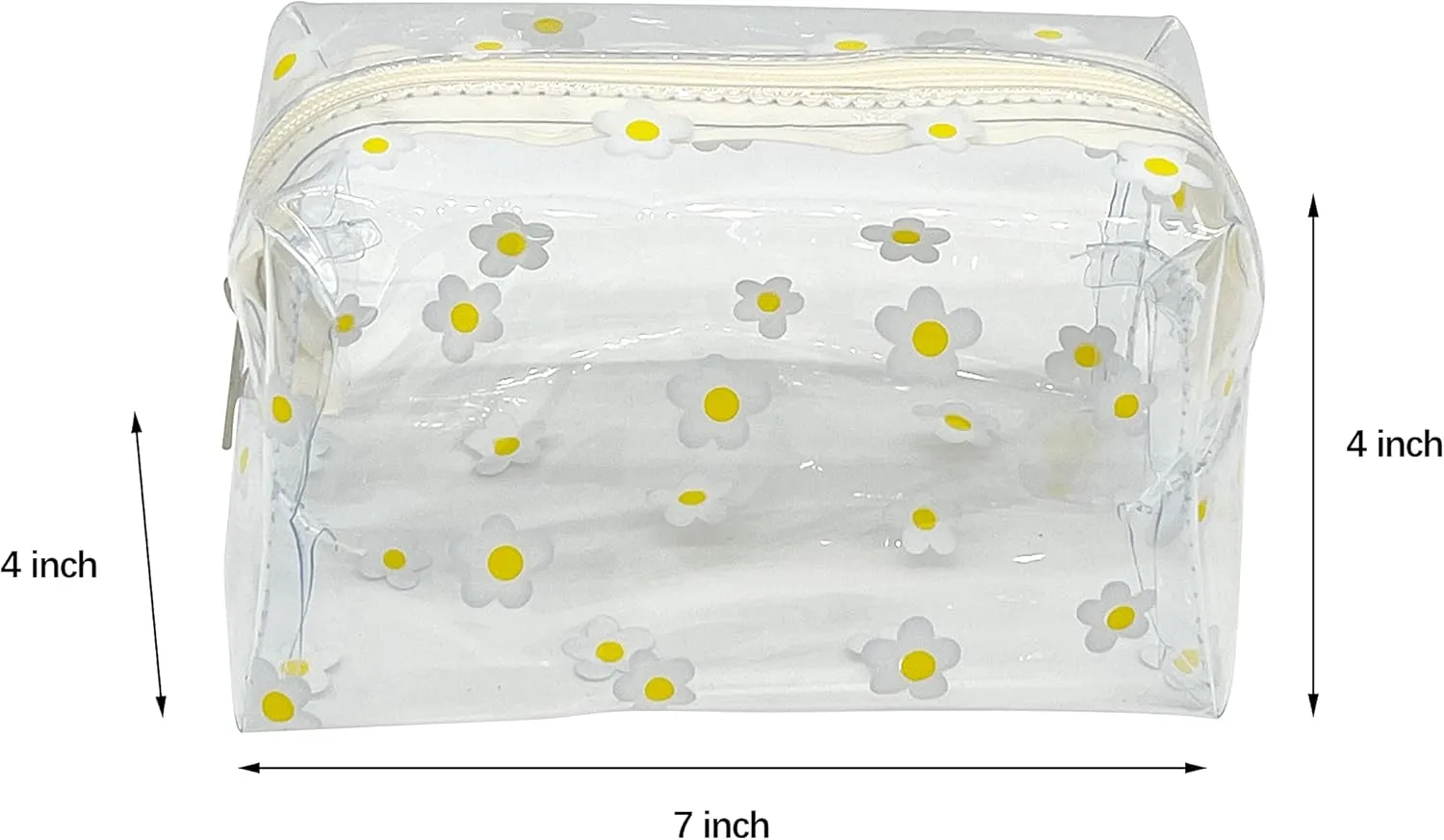 Cute Makeup Bag - Transparent, Waterproof, Large Capacity Toiletries Storage - Daisy