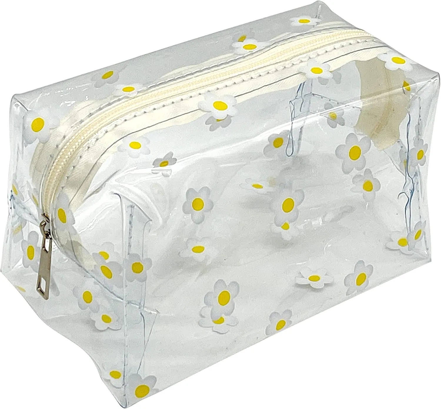 Cute Makeup Bag - Transparent, Waterproof, Large Capacity Toiletries Storage - Daisy