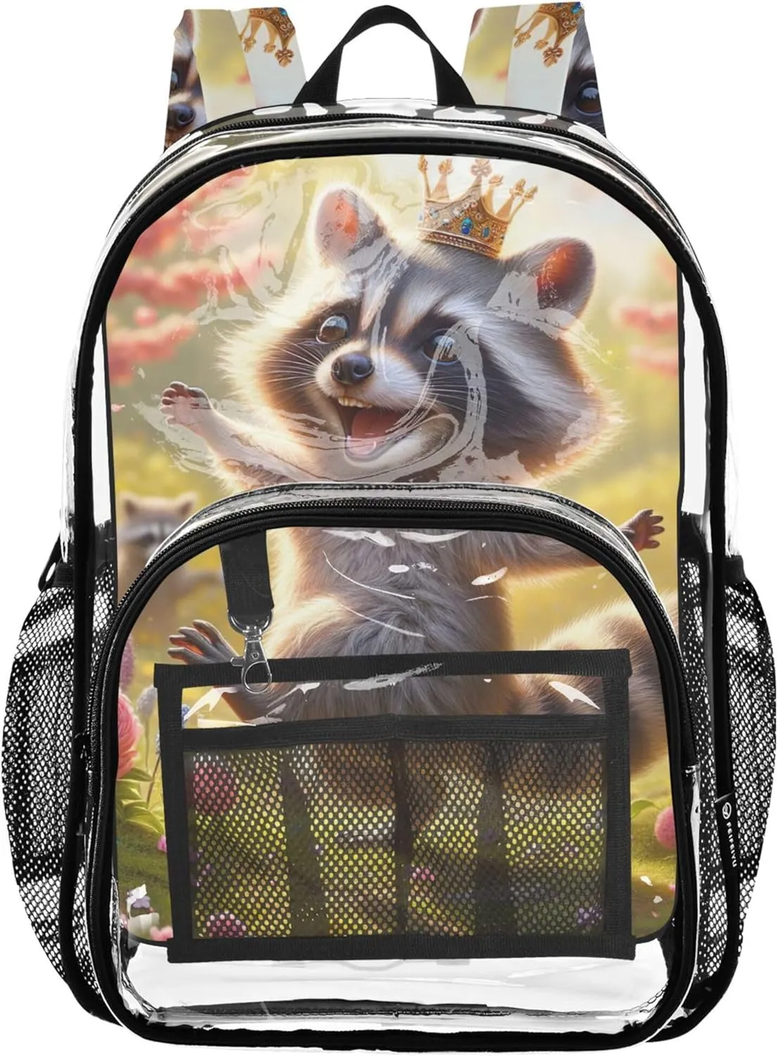 Cute Raccoon Spring Women Clear Backpack Cute Kids Backpack for Girls Plastic Transparent Bookbag