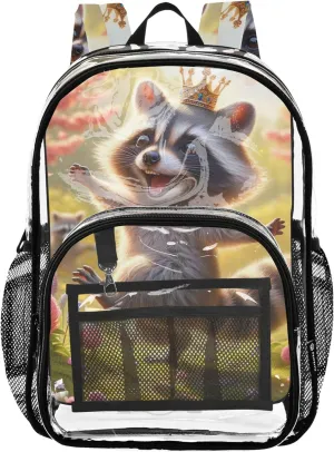 Cute Raccoon Spring Women Clear Backpack Cute Kids Backpack for Girls Plastic Transparent Bookbag