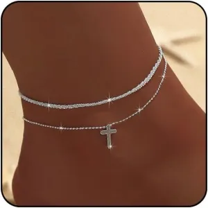Dainty Silver Anklets for Women Waterproof Layered Ankle Bracelets for Women Adjustable Beach Anklets for Women Summer Foot Bracelets Jewelry