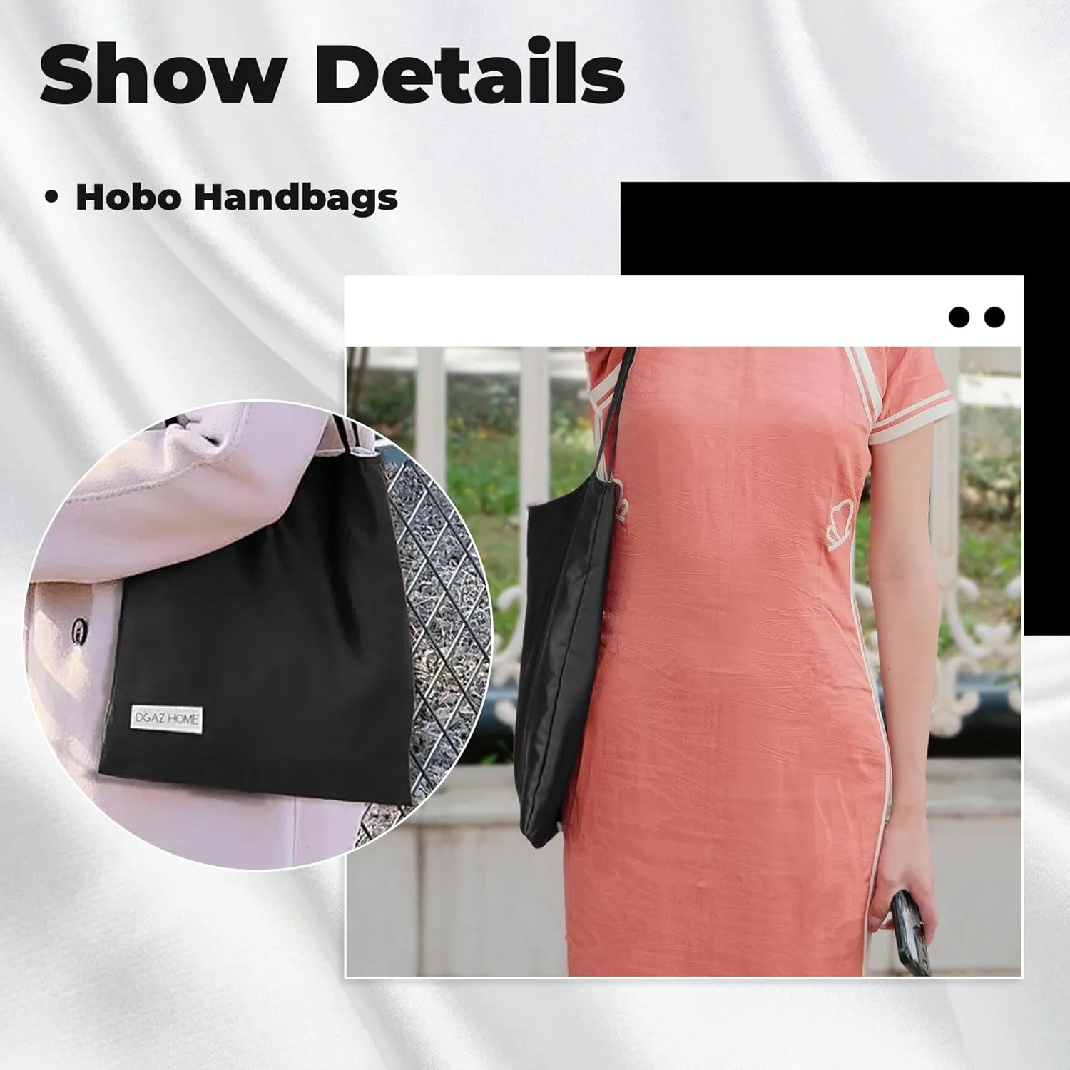 DGAZ Silk Designer Bags for Women, Luxury Tote Bag with Zipper, Large Shoulder Hobo Bags