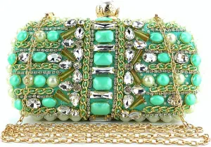Diamond Clutch Bags for Women Pearl Beading Handbag Bling Green Rhinestone Women's Evening Bags Wedding