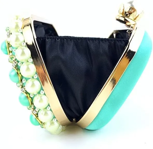 Diamond Clutch Bags for Women Pearl Beading Handbag Bling Green Rhinestone Women's Evening Bags Wedding