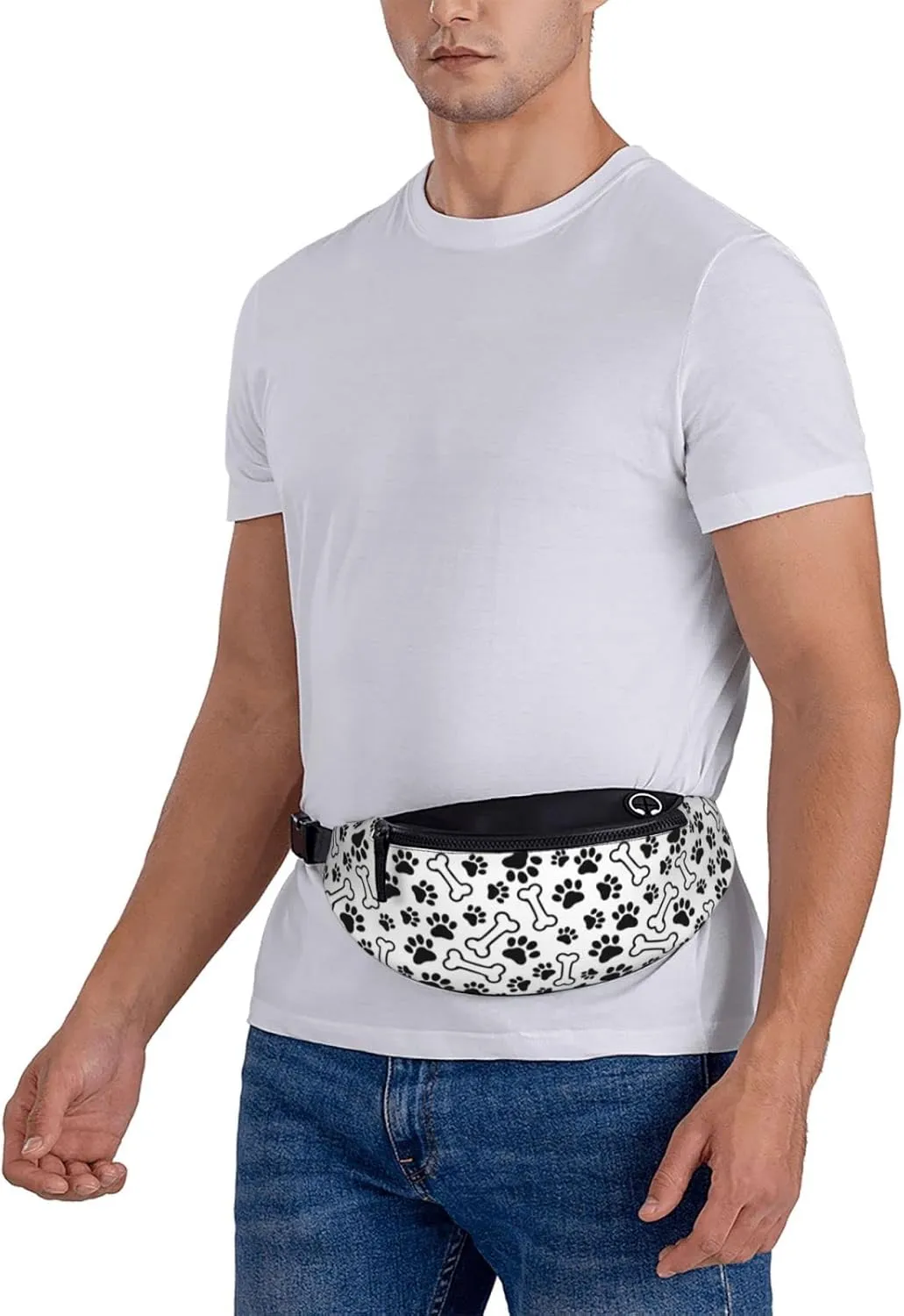 Dog Paw Print Fanny Pack for Women Men,Fashion Waist Pack Belt Bag Crossbody Bag for Traveling Casual Running Cycling