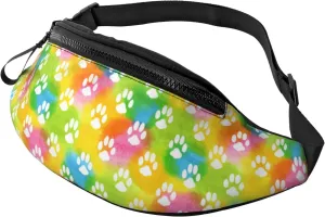 Dog Paw Print Fanny Pack for Women Men,Fashion Waist Pack Belt Bag Crossbody Bag for Traveling Casual Running Cycling