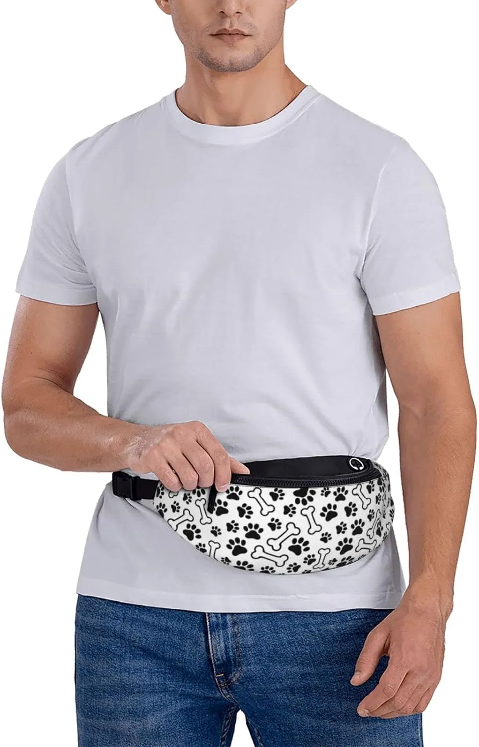 Dog Paw Print Fanny Pack for Women Men,Fashion Waist Pack Belt Bag Crossbody Bag for Traveling Casual Running Cycling