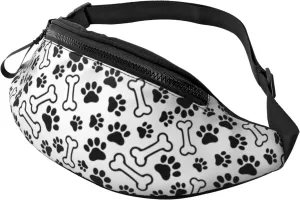 Dog Paw Print Fanny Pack for Women Men,Fashion Waist Pack Belt Bag Crossbody Bag for Traveling Casual Running Cycling