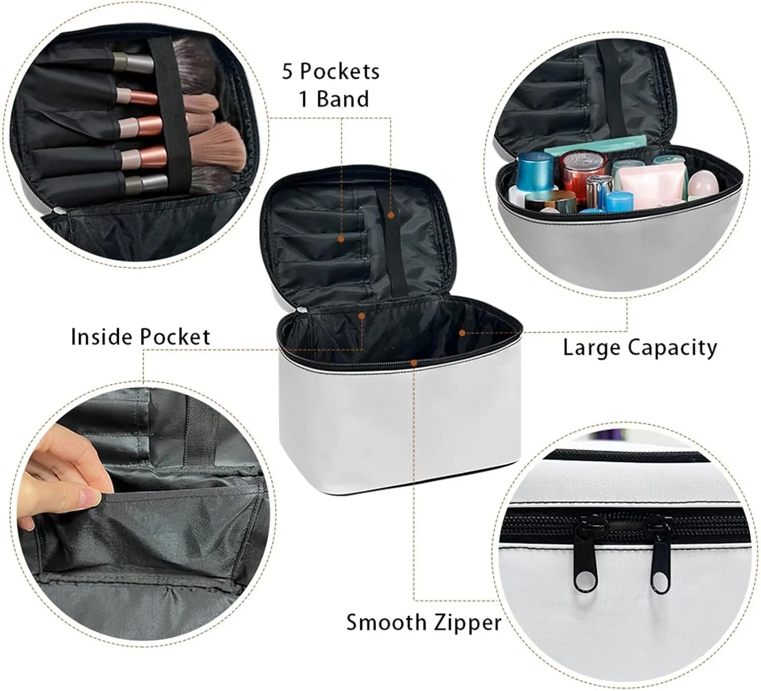 doginthehole Makeup Bag for Women Girls Travel Aesthetic Blue Butterfly Cosmetic Tote Large Make Up Organizer Toiletry Bags