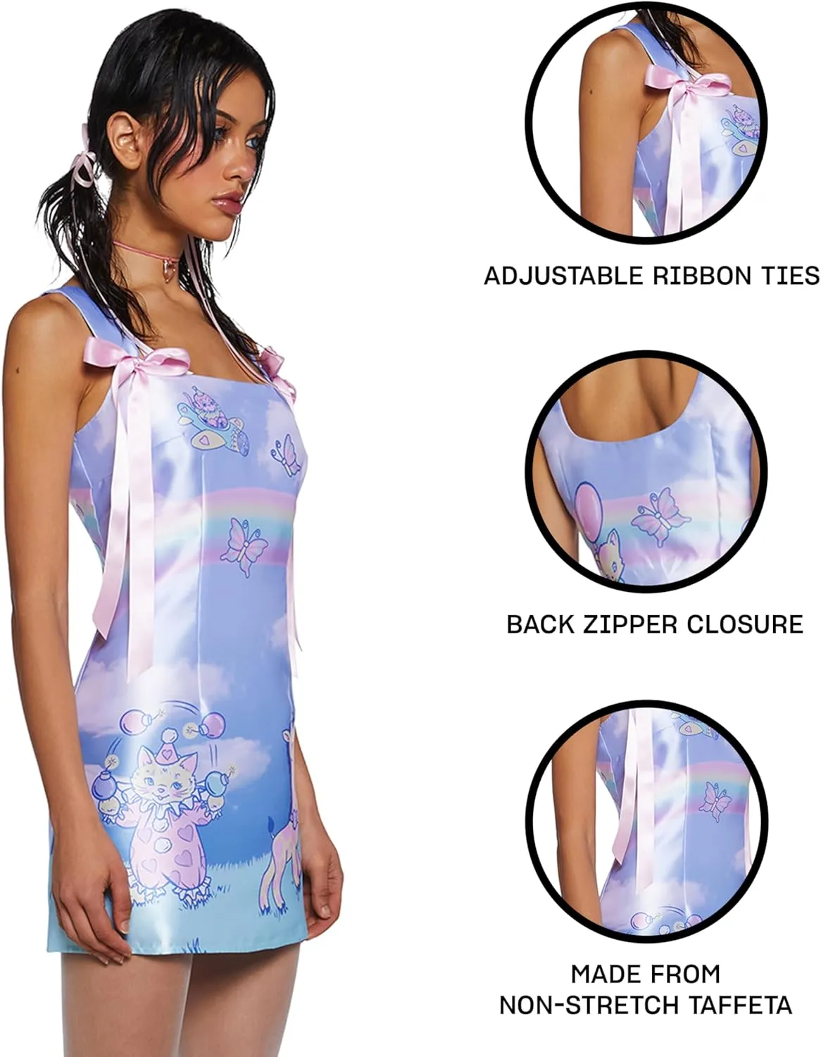 Dolls Kill Pixie Stardust Mini Dress by Current Mood - Taffeta Dress with Fit and Flare Silhouette
