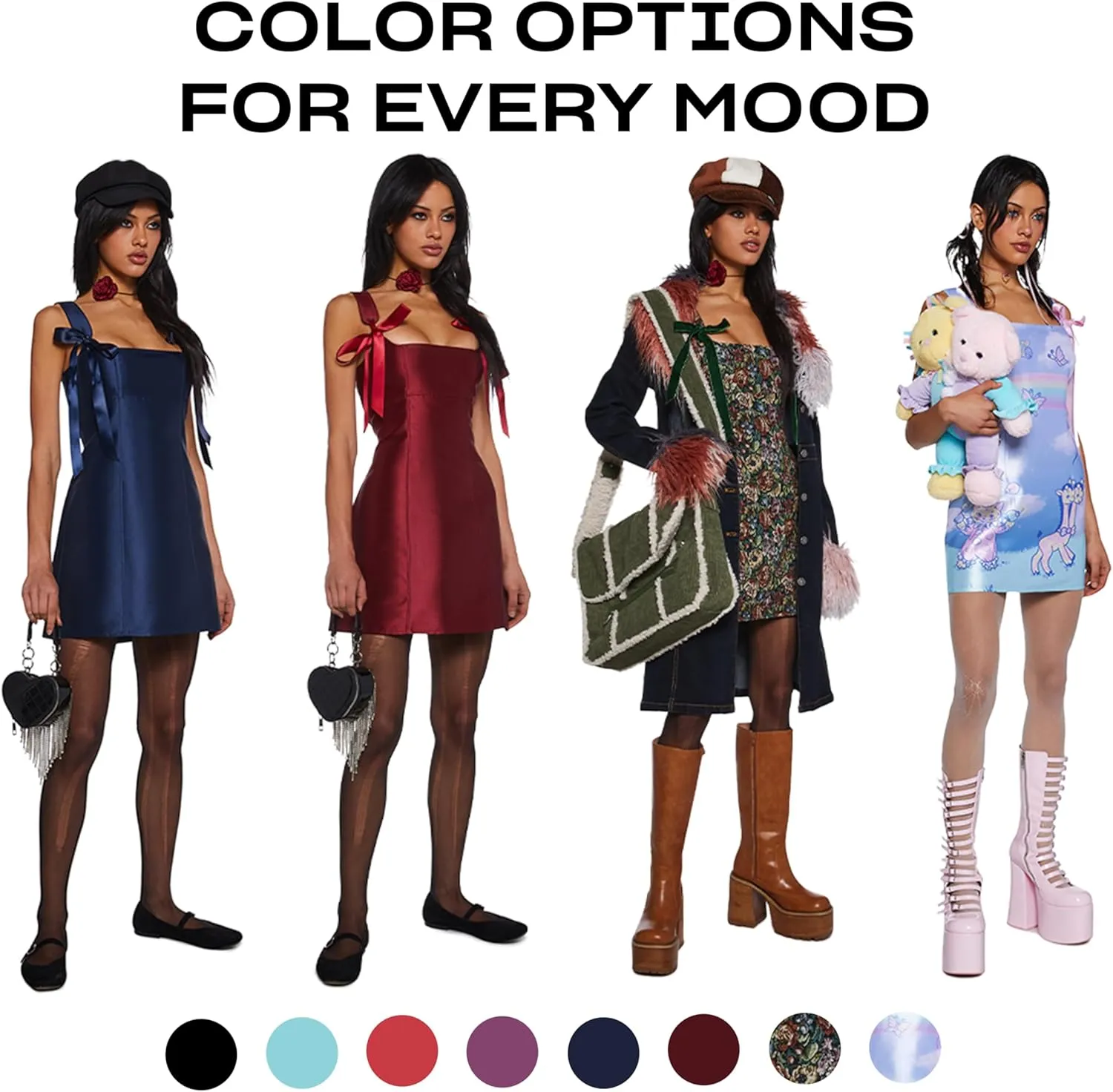 Dolls Kill Pixie Stardust Mini Dress by Current Mood - Taffeta Dress with Fit and Flare Silhouette
