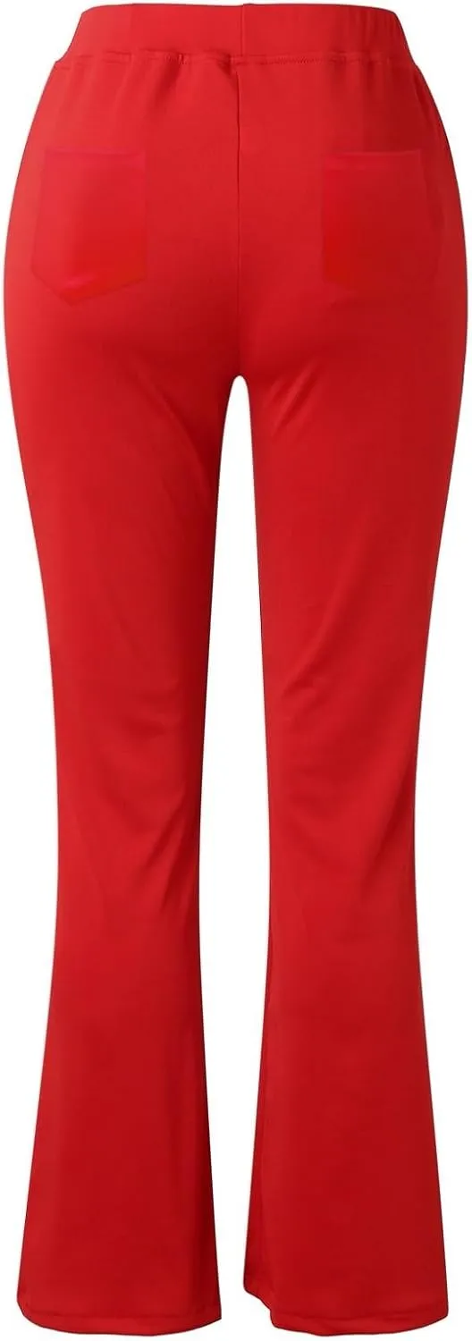 Dress Pants Women Business Casual Work Pants Solid High Waist Stretchy Trousers Bootcut Office Pull On Slacks with Pockets