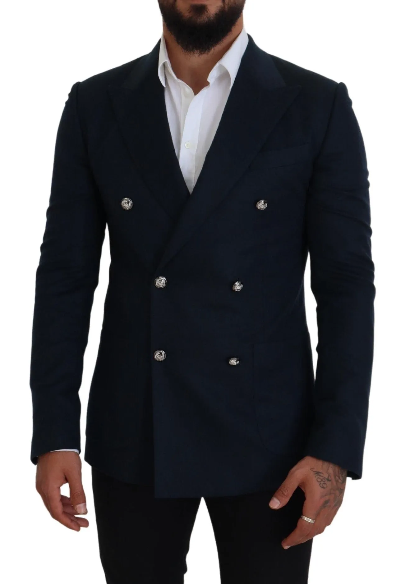 Elegant Cashmere-Silk Blend Blue Blazer